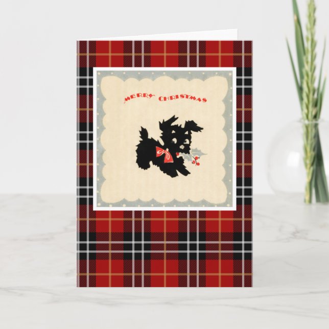 Vintage jul Terrier Hund Helgkort (Framsida)
