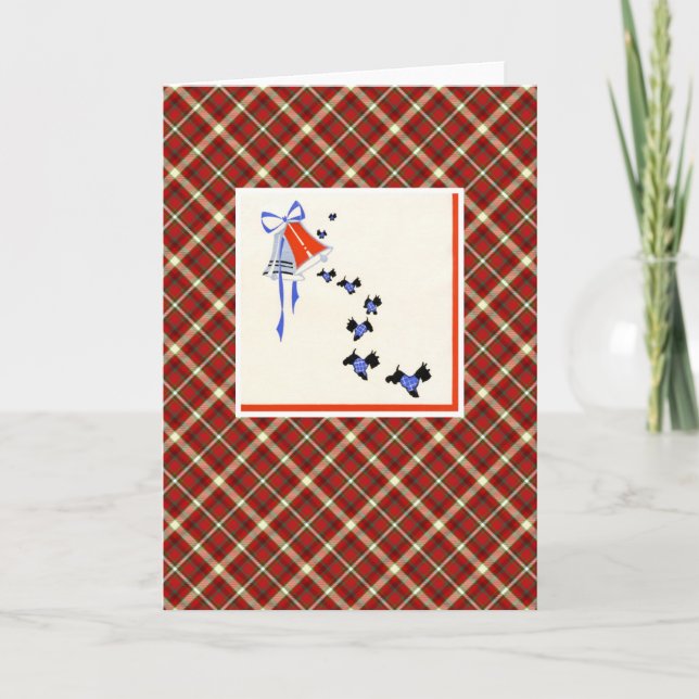 Vintage jul Terrier Hund Helgkort (Framsida)