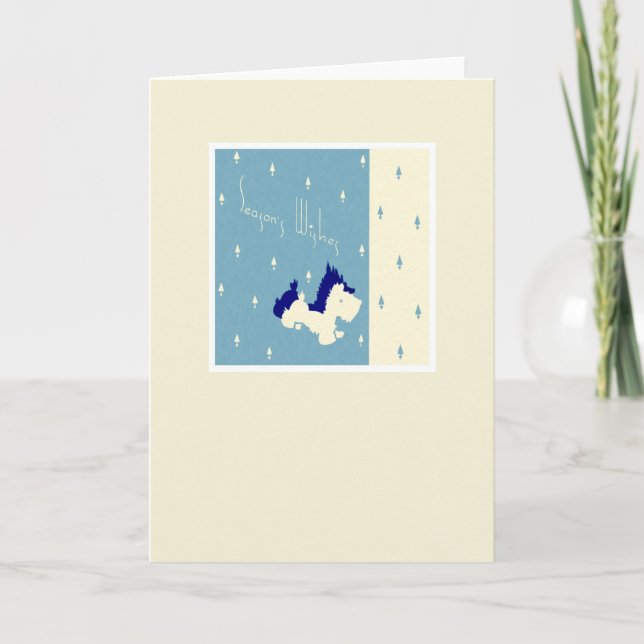 Vintage jul Terrier Hund Helgkort (Framsida)