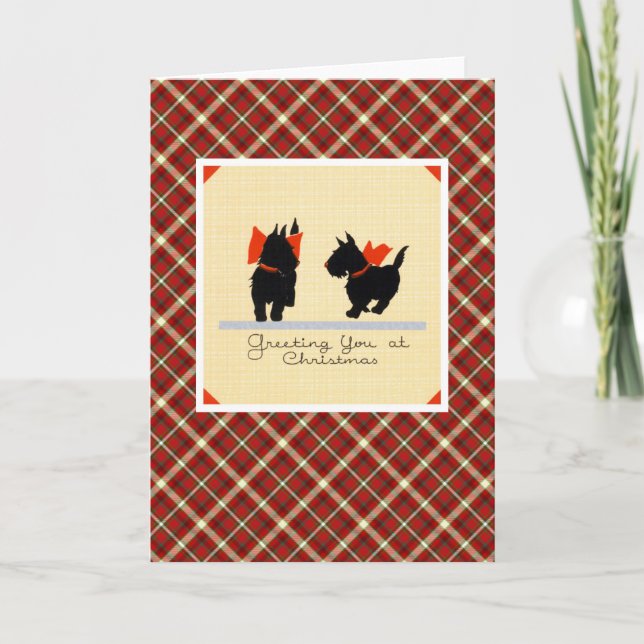 Vintage jul Terrier Hund Helgkort (Framsida)