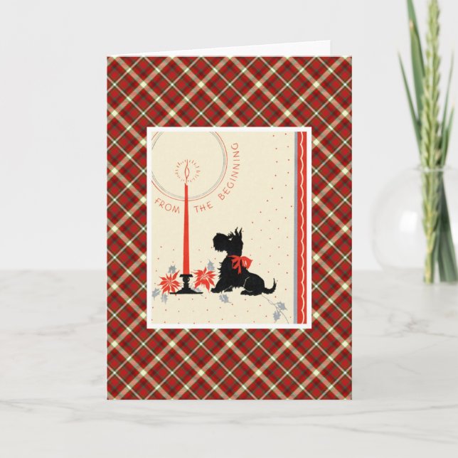 Vintage jul Terrier Hund Helgkort (Framsida)