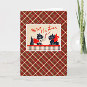 Vintage jul Terrier Hund Helgkort
