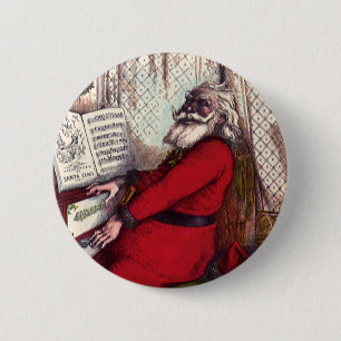 Vintage jul, Thomas Nast Jultomten Piano Knapp