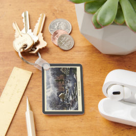 Vintage jul, Tidigt Vinter Skater på en damm Nyckelring