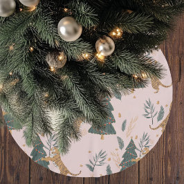 "Vintage jul Tiger med Julgran Rosa Julgransmatta Borstad Polyester