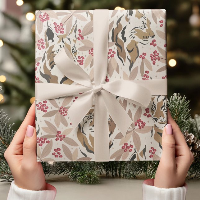 Vintage jul Tiger Mönster | Fressiv Helgdag Presentpapper (Skapare uppladdad)