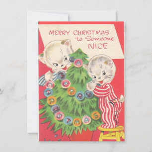 Vintage jul till någon snäll katter julkort