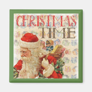 Vintage jul Time Jultomten Magnet