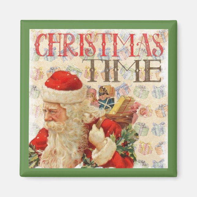 Vintage jul Time Jultomten Magnet (Framsidan)