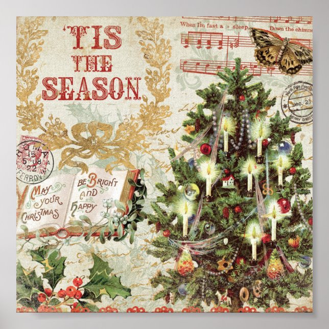 Vintage jul Tis the Season Poster (Framsidan)