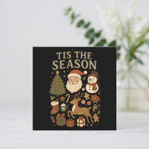 Vintage jul Tis' the Season Retro tomte Julkort