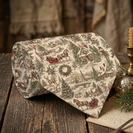 Vintage jul toile presentpapper | Hjort & släde Slips