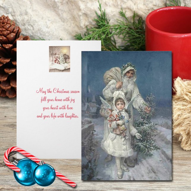 Vintage jul, tomte, ängel, anpassad helgkort (Skapare uppladdad)