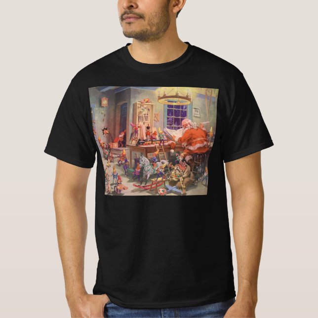 Vintage jul, Tomte Claus med tomtarnas verkstad Tröja (Framsida)