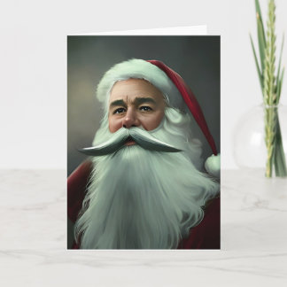 Vintage jul Tomte grå vit mustasch Kort