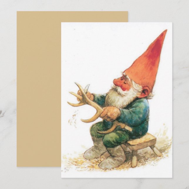 Vintage jul Tomte högtidskort Julkort (Fram/baksida)