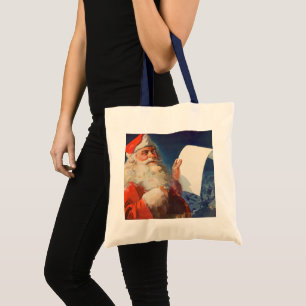 Vintage jul, Tomte julafton lista över snälla och Tygkasse