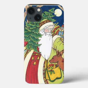 Vintage jul, tomte jultomten Hjort i skog