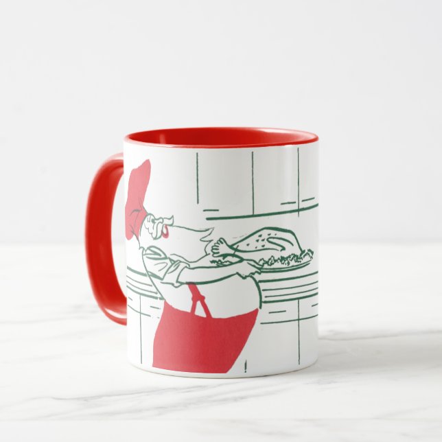 Vintage jul, Tomte kock och kalkon Mugg (Framsida vänster)