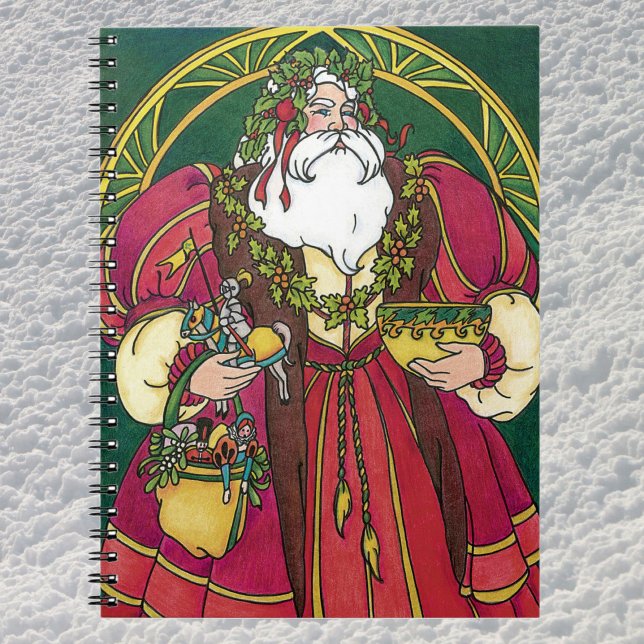 Vintage jul, Tomte med järnekblad Anteckningsbok Med Spiral (Skapare uppladdad)