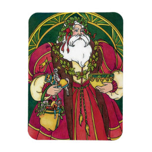 Vintage jul, Tomte med järnekronblad Magnet