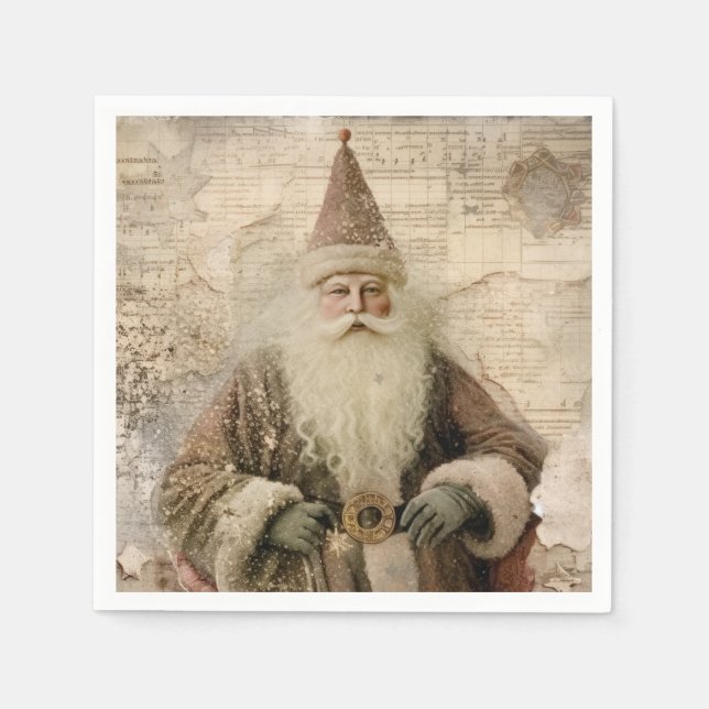 Vintage Jul Tomte Pappersservett (Framsidan)