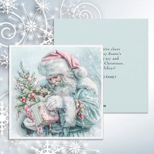 Vintage jul Tomte Pastell Julkort
