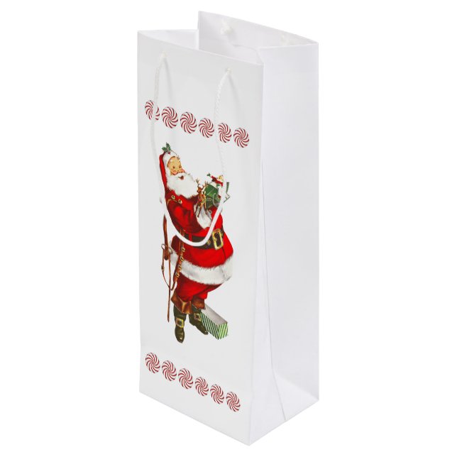 Vintage jul tomte presentvinpåse (Baksidan Vinklad)