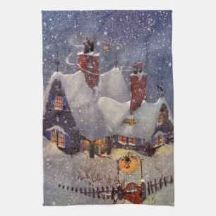 Vintage jul, Tomtens verkstad Nordpolen Kökshandduk