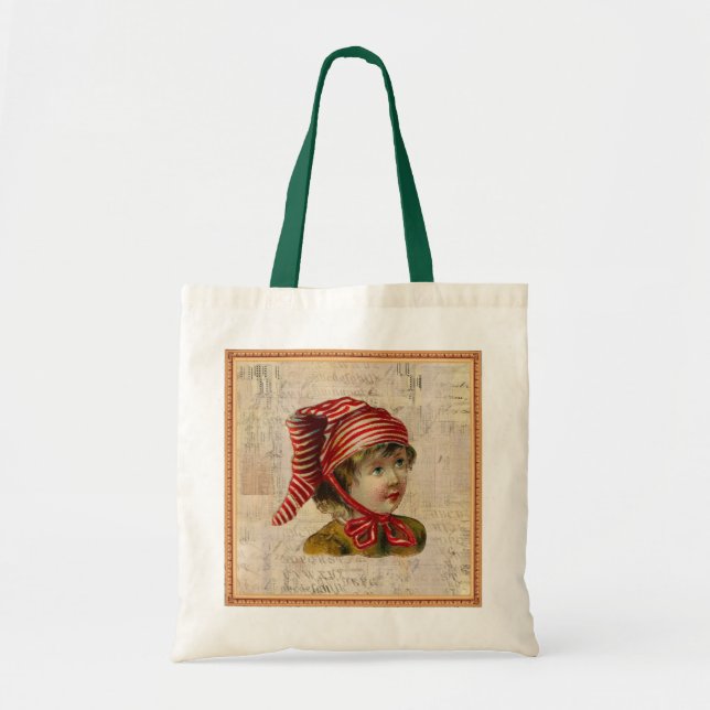Vintage jul Tote Bag Tygkasse (Framsidan)