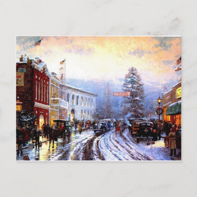 Vintage jul Town Helg Vykort (Framsida)