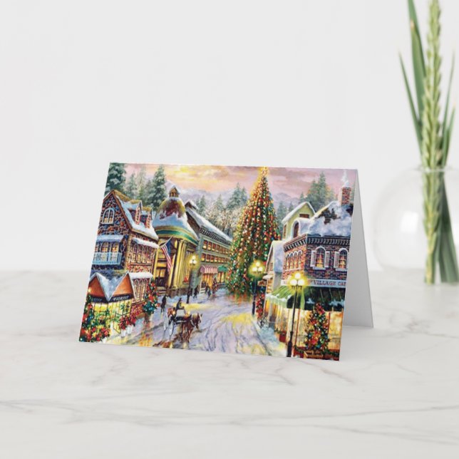 Vintage jul Town Helgkort (Framsida)