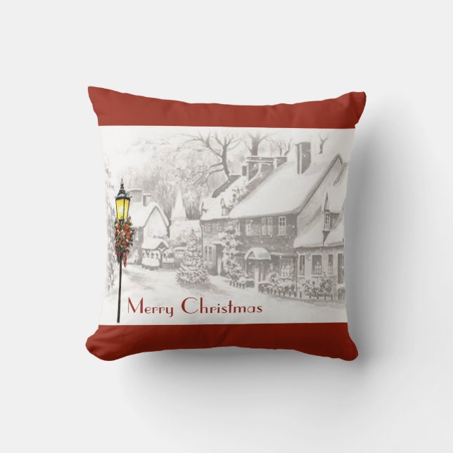 Vintage jul Town Pillow Kudde (Framsida)