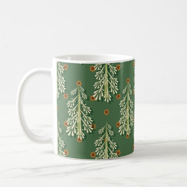 Vintage jul Träd Illustration Mönster Kaffemugg (Vänster)