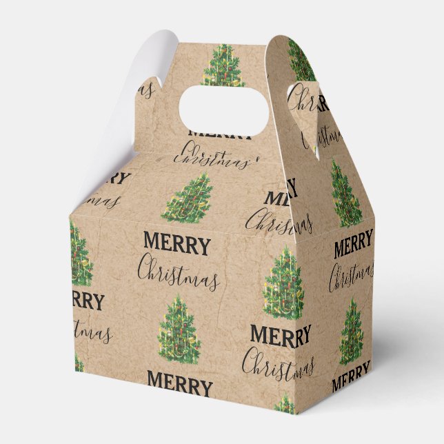 Vintage jul Träd Kraft Festive Julafton Presentaskar (Framsidan Sidan)