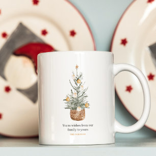 Vintage jul Träd   LYCKLIG HELGDAG Kaffemugg