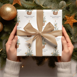 Vintage jul Träd   LYCKLIG HELGDAG Presentpapper