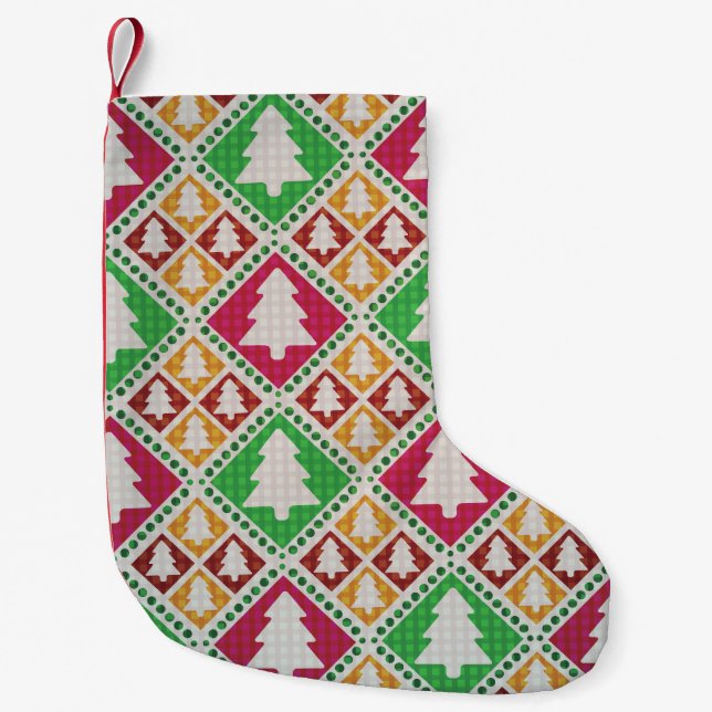 Vintage jul Träd Mönster. Liten Julstrumpa (Framsidan)
