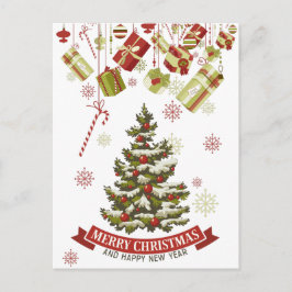 Vintage jul-Träd och vykort för gåvor