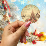 Vintage jul träd personlig runt klistermärke<br><div class="desc">Den klassiska runda etiketten Vintage-personligen i träd fångar julhelgens nostalgi och elegans på ett förtjusande sätt. Varje dekal har en klassisk Julgran-utformning som inspirerar till vintagen och som ger dig en snygg beröring i dina presenter, kort och dekorationer. Med alternativen för anpassade blir dessa klistermärken personligens accent, perfekt för att...</div>