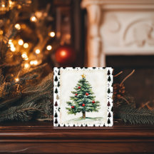 Vintage jul Träd Postage Frimärke