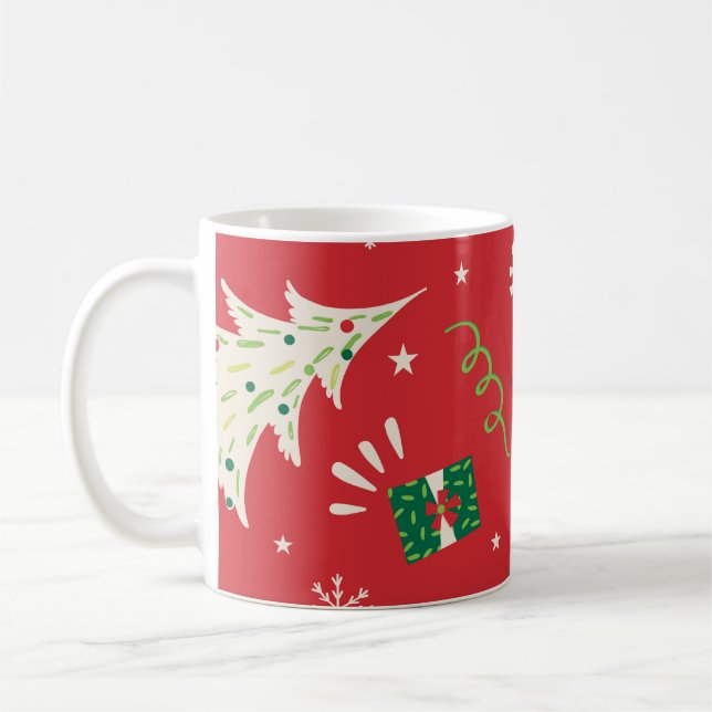 Vintage jul träd: prydnadsdesign. kaffemugg (Vänster)