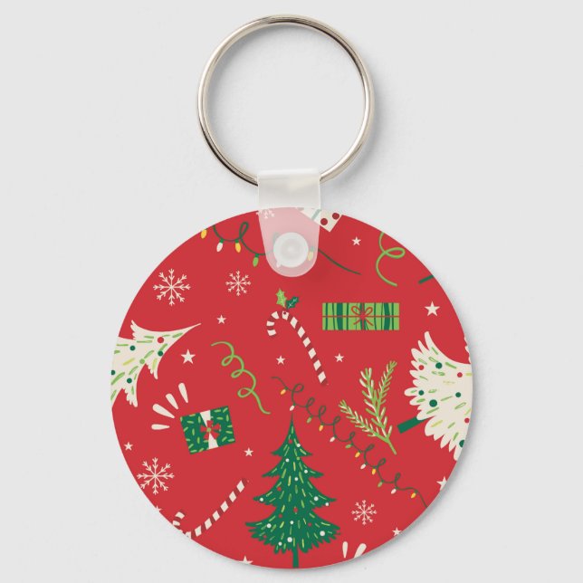 Vintage jul träd: prydnadsdesign. nyckelring (Framsida)