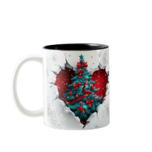 Vintage jul Träd, Red/Teal - Vit Handle