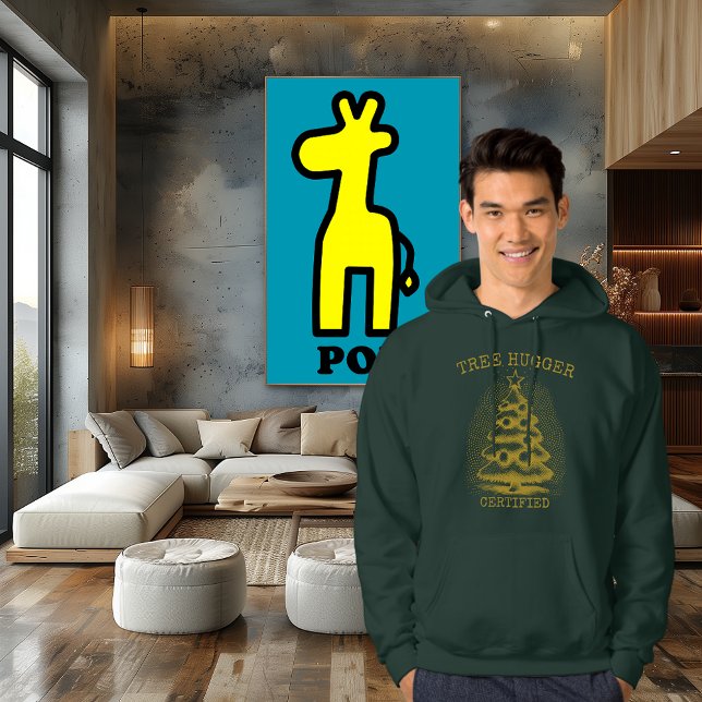 Vintage jul Träd - Retro Halftone Guld Hoodie (Skapare uppladdad)