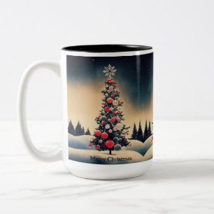 Vintage jul Träd Två-Tonad Mugg