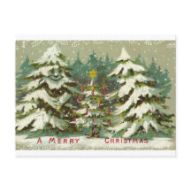 Vintage jul Träd vykort