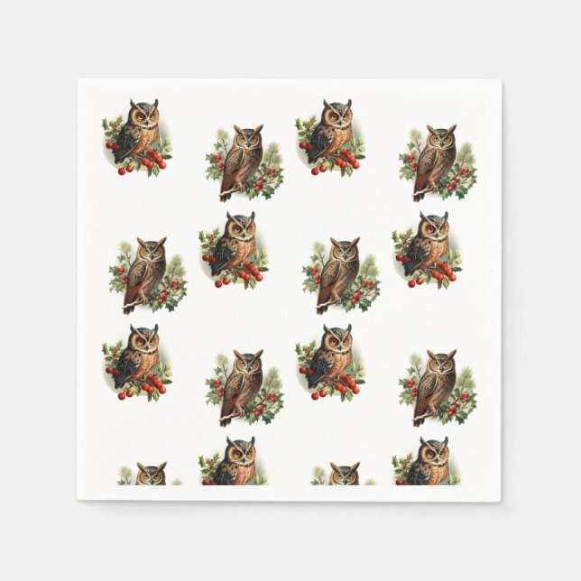 Vintage jul Uggla Pappersservett (Framsidan)