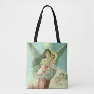 Vintage jul, Victorian Angel med Baby Jesus Tygkasse