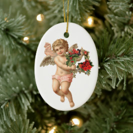 Vintage jul, Victorian Angel med Blommigt andedräk Julgransprydnad Keramik